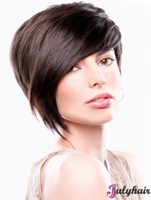 Bobs Straight Brown Capless Sleek Short Wigs