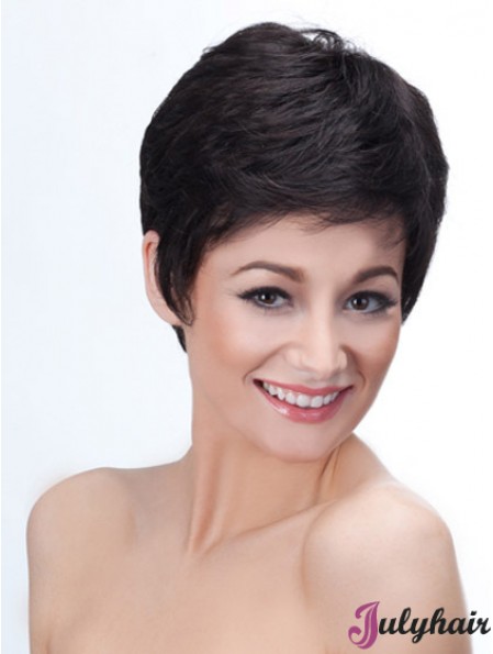 Boycuts Straight Black Capless Good Short Wigs