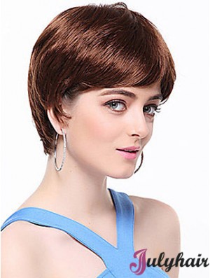 Boycuts Straight Auburn Capless Top Short Wigs