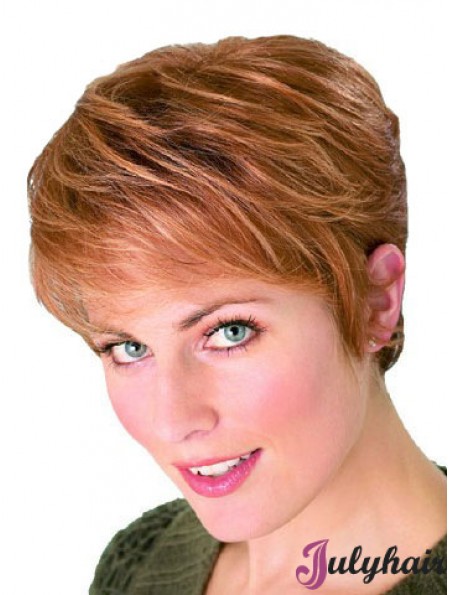 Straight Boycuts Cropped Perfect Auburn Synthetic Wigs