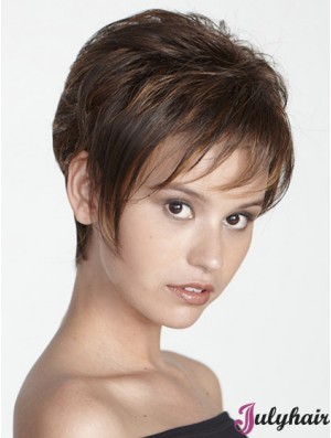 Boycuts Straight Brown Capless Modern Short Wigs