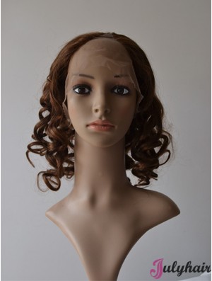 12 inch Lace Front Curly Brown Convenient U Part Wigs