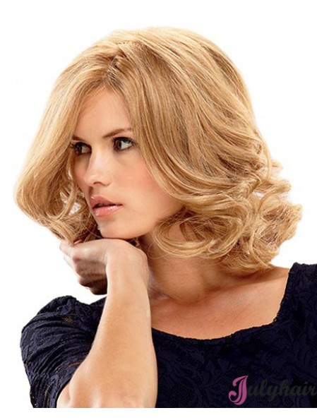 Shoulder Length Bobs 14 inch Curly Blonde Medium Wigs