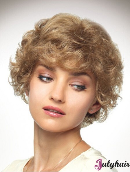 Chin Length Layered 10 inch Curly Blonde Medium Wigs