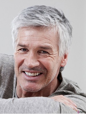 Realistic Short Grey Mens Wig