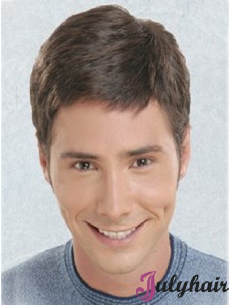 Brown Short Straight Synthetic Lace Front Best Mens Wigs