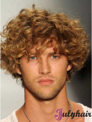 Trendy Blonde 8inch Curly Layered Mens Wigs