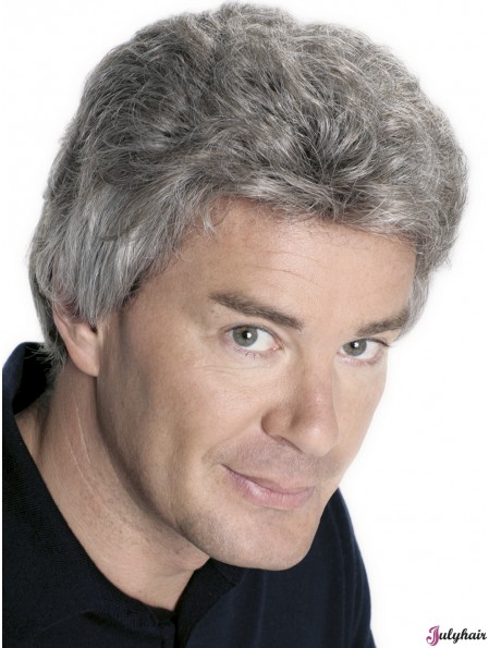 Natural Grey Human Hair Short Mens Wigs