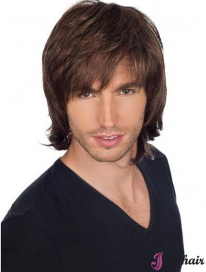 Brown 8 inch Full Lace Short Straight Mens Wigs