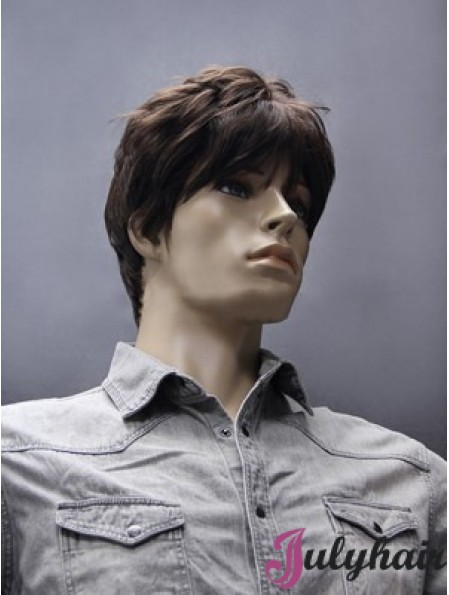 Affordable Brown Straight Short Mens Brown Wig