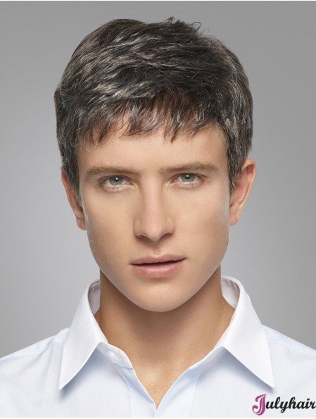 4 inch Quality Mens Short Grey Wig