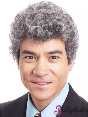 Curly 6 inch Grey Wigs for Old Man Wigs