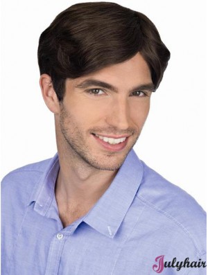 Brown Straight Remy Human 100% Hand Tied Professional Wig For Men