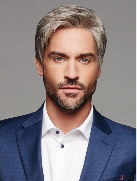 Natural 6 inch Straight Grey Wig For Men