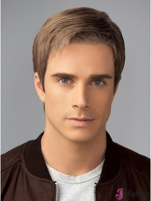 Straight Blonde Without Bangs 4 inch Wigs For Men