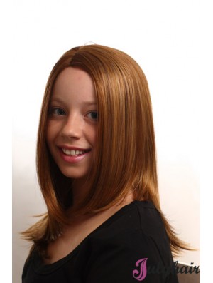 Straight Long Auburn Synthetic Capless Kids Wigs