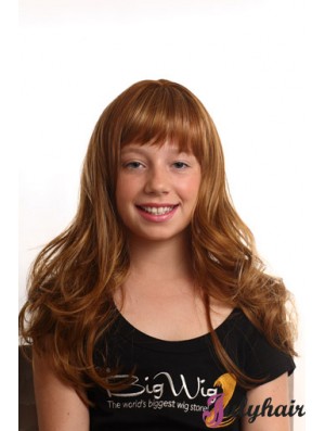 Wavy Long Auburn Synthetic Capless Kids Wigs