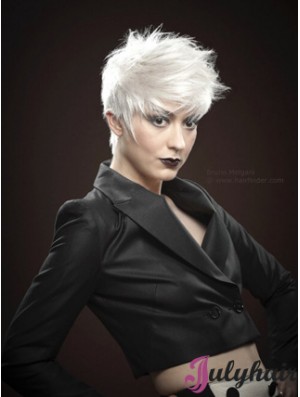 Mono Short Wigs With Remy Monofilament Boycuts Straight Style