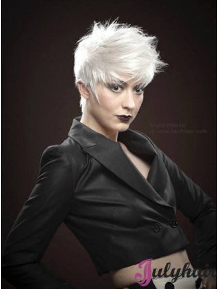 Mono Short Wigs With Remy Monofilament Boycuts Straight Style