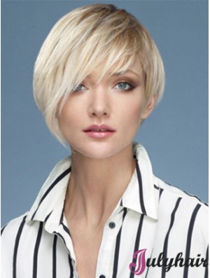 Capless Boycuts Short Straight 10 inch Platinum Blonde Sassy Fashion Wigs