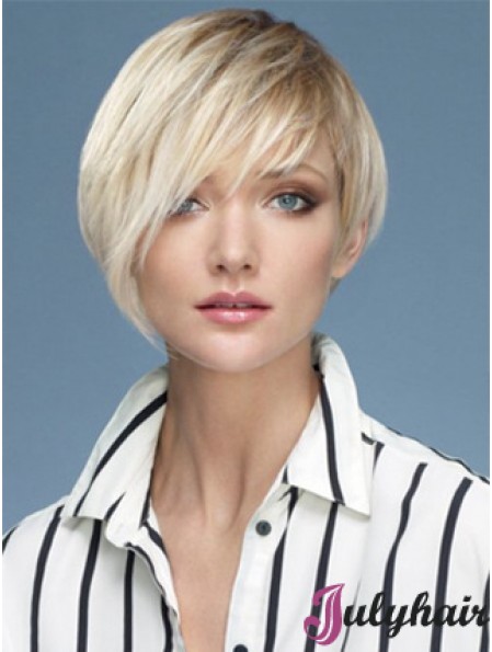 Capless Boycuts Short Straight 10 inch Platinum Blonde Sassy Fashion Wigs