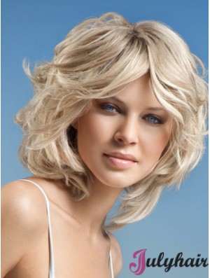 Full Lace Layered Chin Length Wavy 12 inch Platinum Blonde Cheap Fashion Wigs