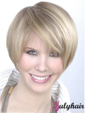 Monofilament Grey Short Straight 8 inch Platinum Blonde Gorgeous Fashion Wigs