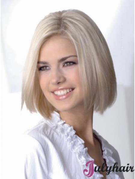 Full Lace Bobs Chin Length Straight 12 inch Platinum Blonde Sassy Fashion Wigs