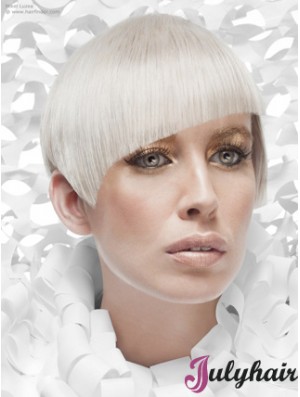 Lace Front Boycuts Short Straight 8 inch Platinum Blonde Cheapest Fashion Wigs