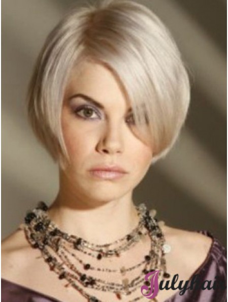 Capless Grey Short Straight 8 inch Platinum Blonde Amazing Fashion Wigs