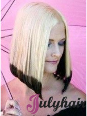 14 inch Ombre/2 Tone Chin Length Bobs Straight Good Lace Wigs