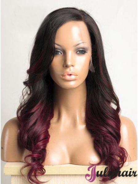 Long Ombre/2 Tone Wavy Without Bangs Ideal African American Wigs