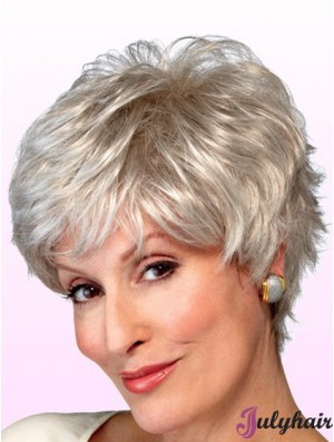 Quality Wigs Elderly Lady Grey Style Short Wig for Women