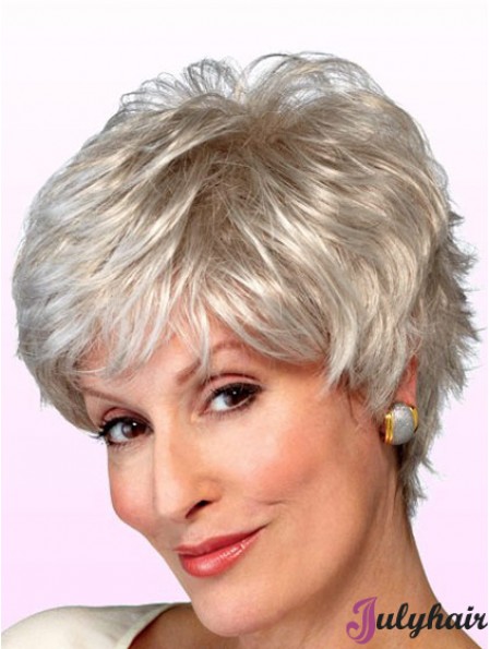 Quality Wigs Elderly Lady Grey Style Short Wig for Women