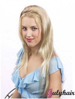 Suitable Blonde Synthetic Straight Hair Falls