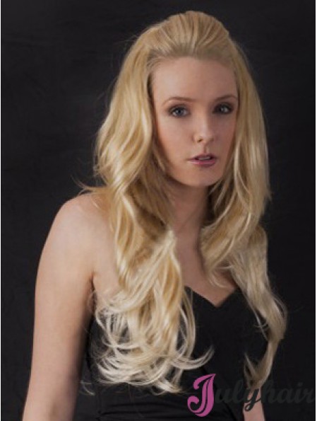 Long Wavy Blonde Fashion Synthetic Half Wigs