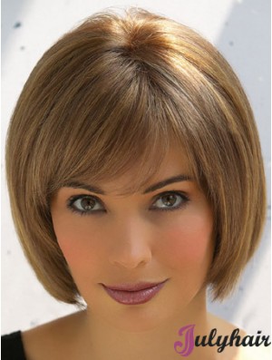 Trendy Brown Remy Human Hair Straight Hair Wigs Online