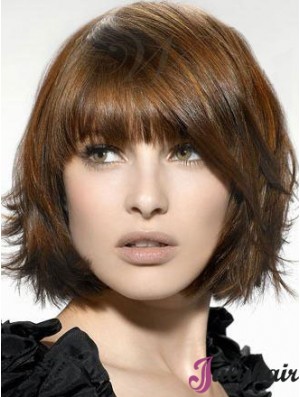 Auburn Straight Chin Length Bobs Capless Cheap Wigs For Sale