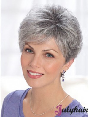 Straight Lace Front 8 inch Online Short Grey Wigs