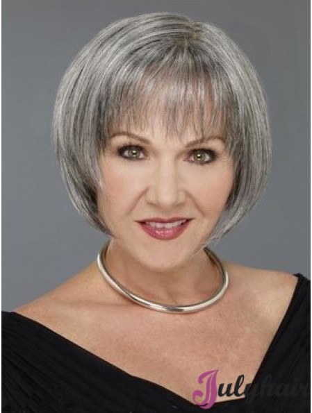 Straight Capless 8 inch Short Grey Wigs