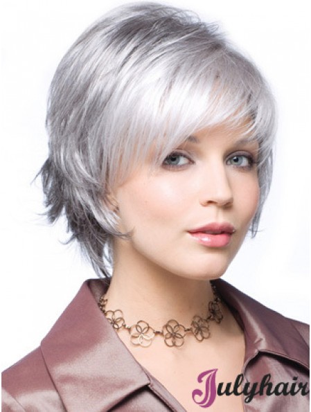 Straight Capless 8 inch Beautiful Short Grey Wigs