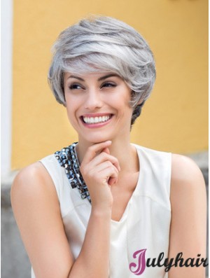 Wavy Lace Front 8 inch Top Short Grey Wigs