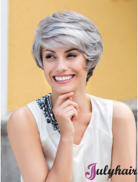 Wavy Lace Front 8 inch Top Short Grey Wigs