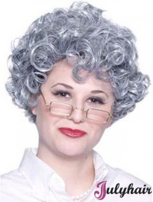 Curly Lace Front 8 inch Best Short Grey Wigs