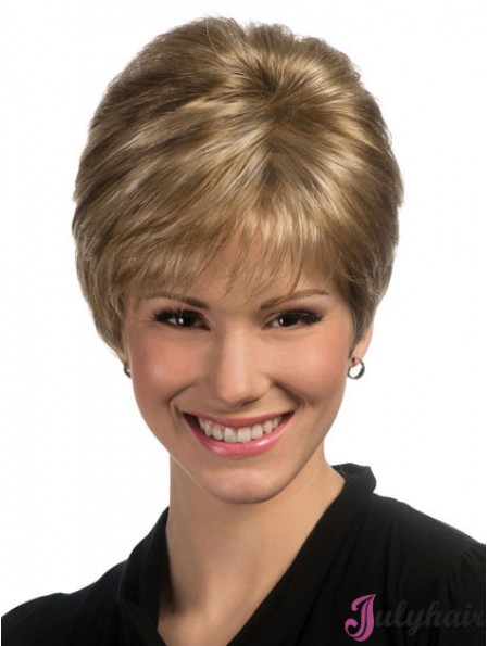 Comfortable Straight Boycuts Cropped Ideal Blonde Synthetic Wigs