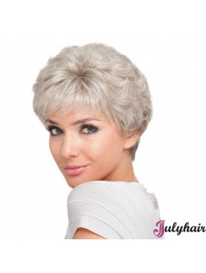 Short Hair Style For Older Ladies With Synthetic Capless Grey Cut