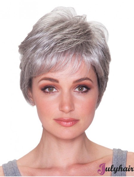 Grey Hair Wigs Grey Cut Short Length Straight Style