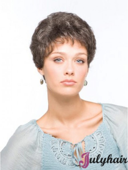 Synthetic Beautiful Short Wavy Grey Wigs