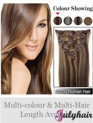 Beautiful Brown Straight Remy Human Hair Clip In Hair Extensions