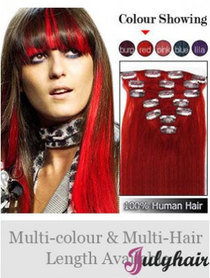 Top Red Straight Remy Human Hair Clip In Hair Extensions